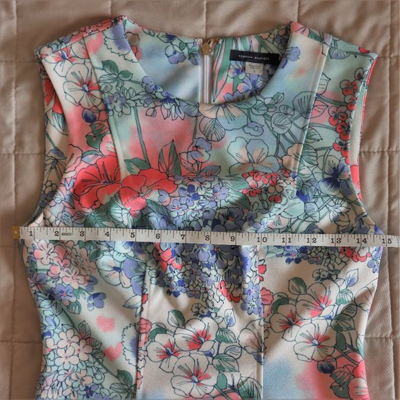 Turquoise Floral Sleeveless Fit and Flare Dress - Picture 4 of 8